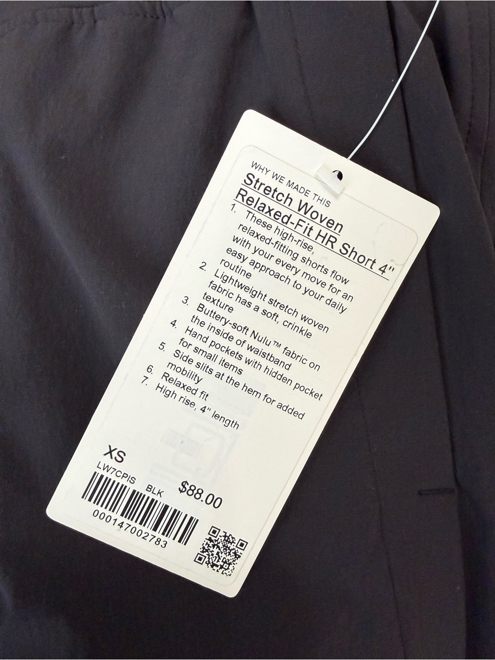 Lululemon Black Stretch Woven Relaxed Fit High Rise Short 4" - Picture 5 of 9